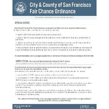 City of San Francisco Fair Chance Ordinance Notice