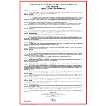 New Jersey Wage Order #3 Poster