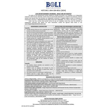 Oregon Live Entertainment Workers Rights Poster