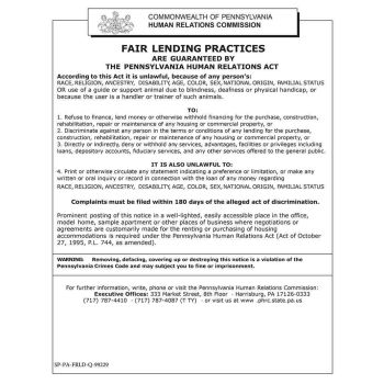 Pennsylvania Fair Lending Poster