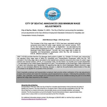 Washington SeaTac Minimum Wage Poster